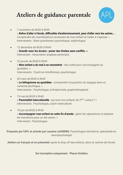 Ateliers de guidance parentale à Marie d’Orliac