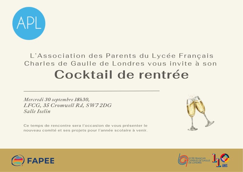 Cocktail de rentrée de l’APL !